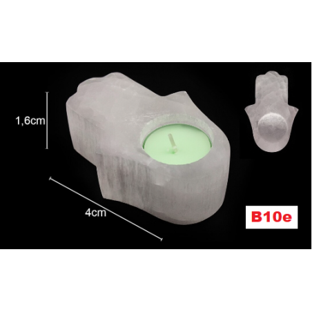 Castiçal Selenite Mão de Fátima 4cm