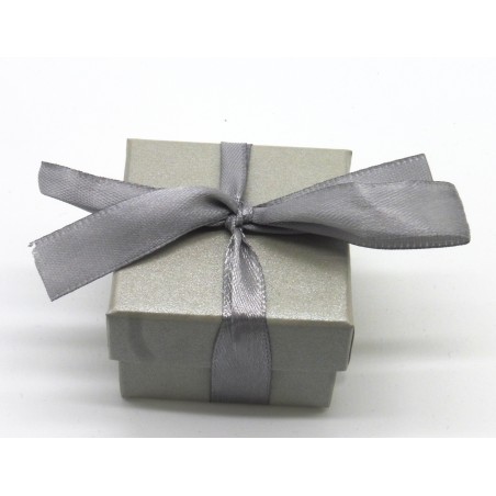 Caixa laço prateada para anel 5x5cm. (12 unid)