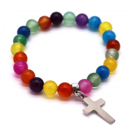 Pulseira pedra com aço. (6 unid)