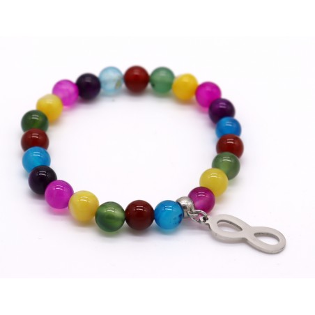 Pulseira pedra com aço. (6 unid)