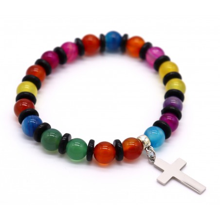 Pulseira pedra com aço. (6 unid)