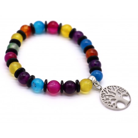 Pulseira pedra com aço. (6 unid)