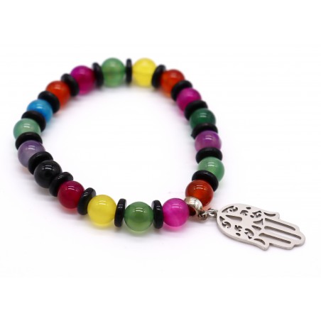 Pulseira pedra com aço. (6 unid)