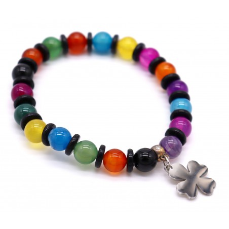 Pulseira pedra com aço. (6 unid)