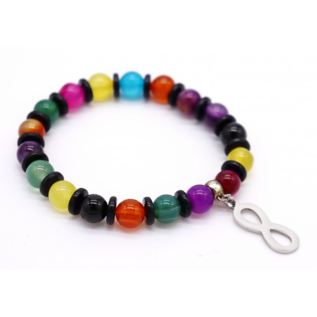 Pulseira pedra com aço. (6 unid)