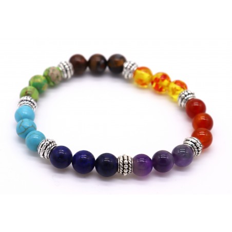 Pulseira pedra 7 chakras. (6 unid)