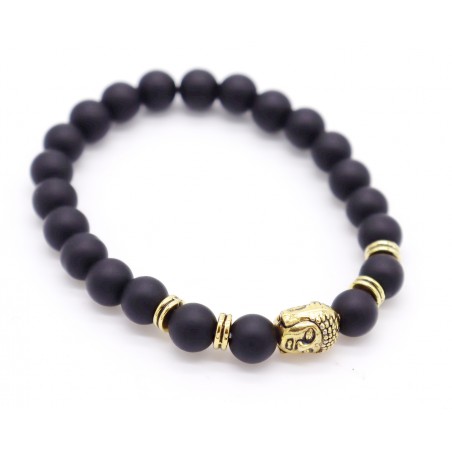Pulseira pedra lava com buda. (6 unid)