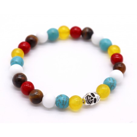 Pulseira pedra com caveira. (6 unid)