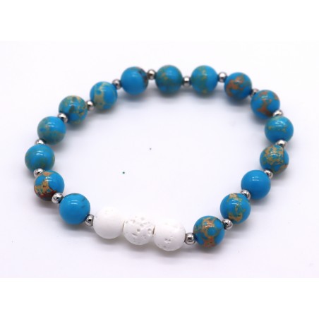 Pulseira pedra com lava. (4 unid)