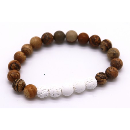 Pulseira Jaspe Madeira com lava. (4 unid)