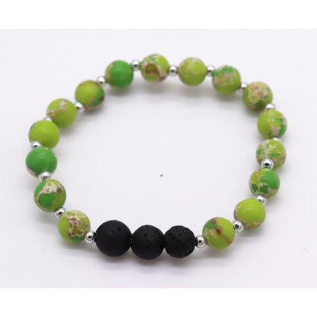 Pulseira Pedra Verde com lava 8mm. (4 unid)
