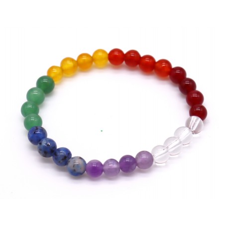 Pulseira pedras 7 chakras 6mm. (6 unid)