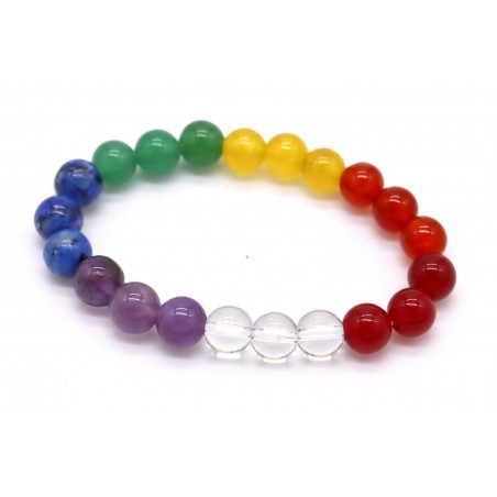 Pulseira pedras 7 chakras 8mm. (6 unid)