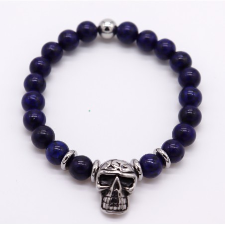 Pulseira Lapis Lazuli com aço. (2 unid)