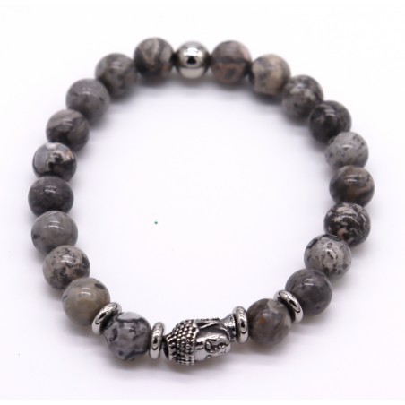 Pulseira pedra com aço. (2 unid)