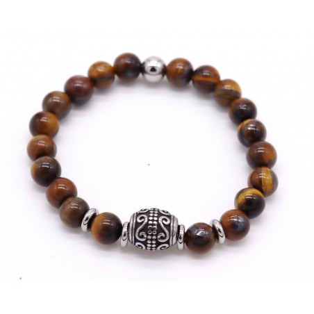 Pulseira Olho de Tigre com aço. (2 unid)