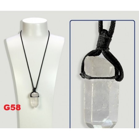 Pendente Cordão Algodão Cristal Rocha Bruto