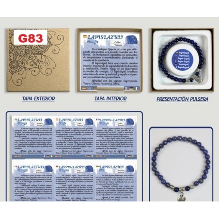 Pulseira Bola 6mm Lapis Lazuli c/abalorio