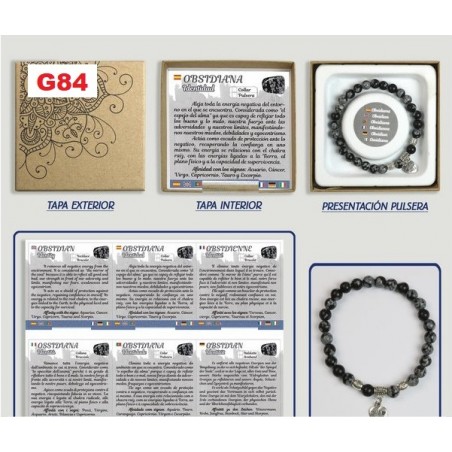 Pulseira Bola 6mm Obsidiana c/abalorio