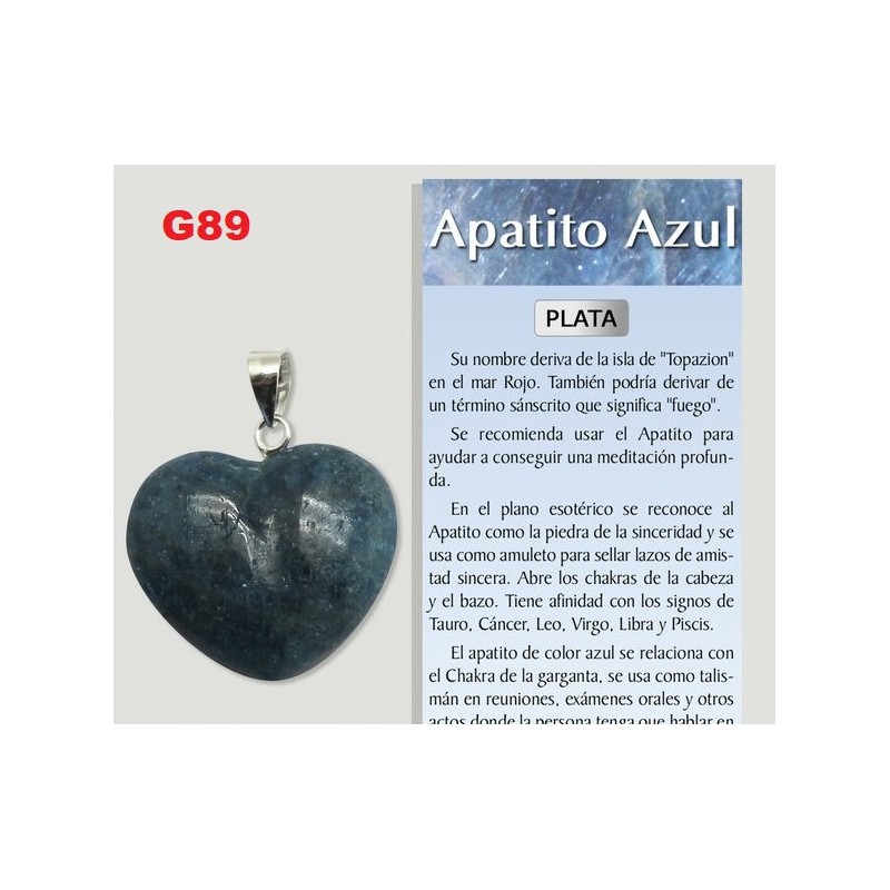 Pendente Prata Apatite Azul. Coração.