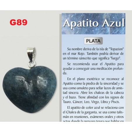 Pendente Prata Apatite Azul. Coração.