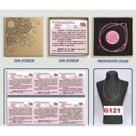 TURMALINA ROSA. Colar de bola facetado 2mm em caixa
