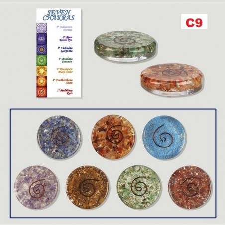 Rodado Plano 7 Chakras Orgonite