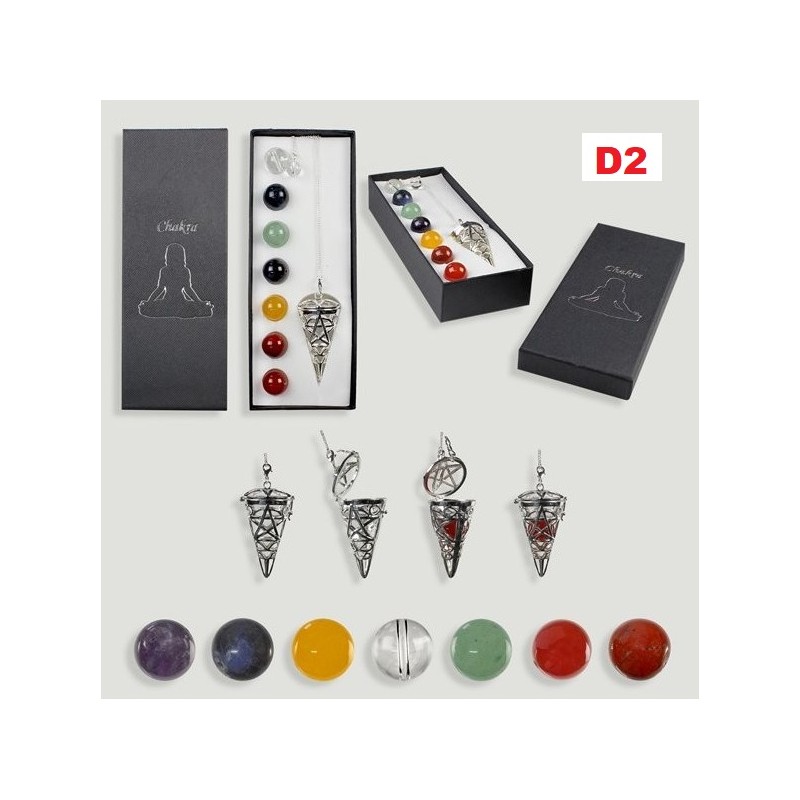 Set Pendulo Metal + Bolas Chakras