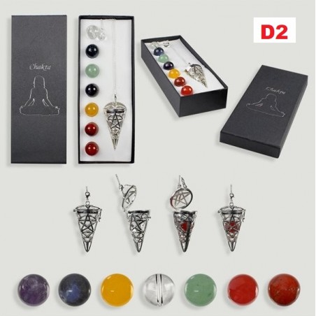 Set Pendulo Metal + Bolas Chakras