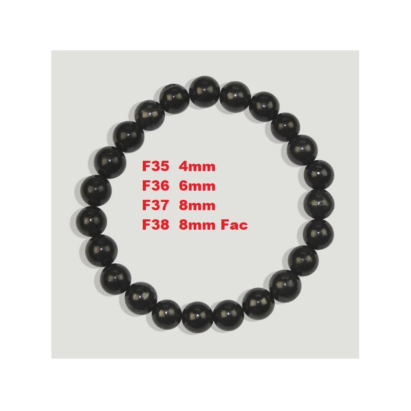Pulseira Turmalina Negra Bola 6mm