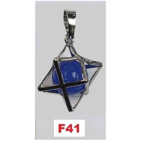 Pendente Metal Merkaba com esfera Pedra