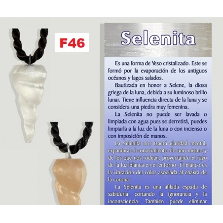 Pendente Selenita Espiral com cordão