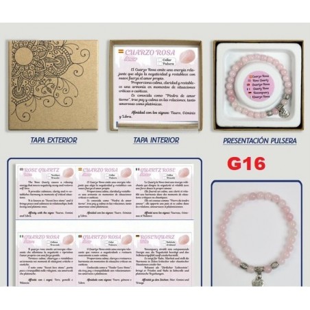 Pulseira Quartzo Rosa 6mm com caixa