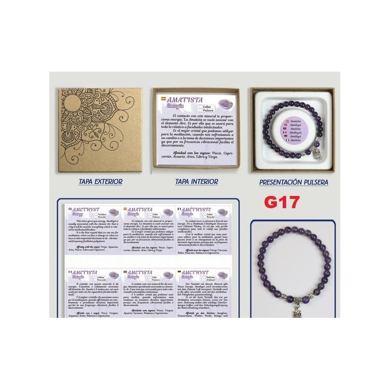 Pulseira Ametista 6mm com caixa