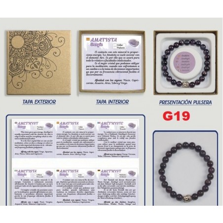 Pulseira Ametista 8mm com caixa