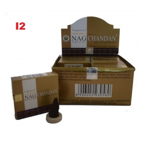Incenso Cones Golden Chandan (12 unid)