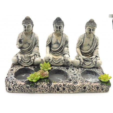 Portavelas resina Buda 28cm.