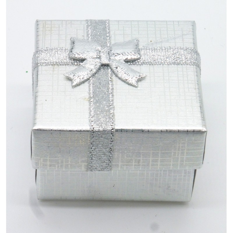 Caixa Sevilha prateada para anel 5x5cm. (24 unid)