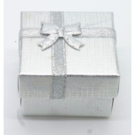 Caixa Sevilha prateada para anel 5x5cm. (24 unid)