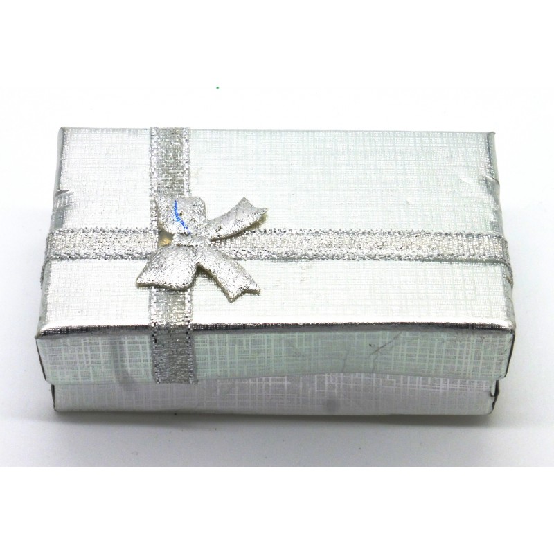 Caixa Sevilha prateada para 2 alianças 5x8cm. (12 unid)