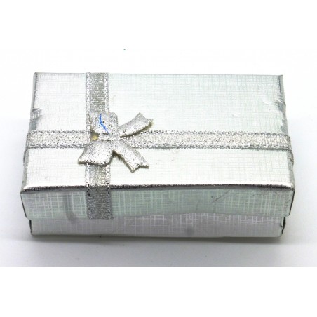 Caixa Sevilha prateada para 2 alianças 5x8cm. (12 unid)