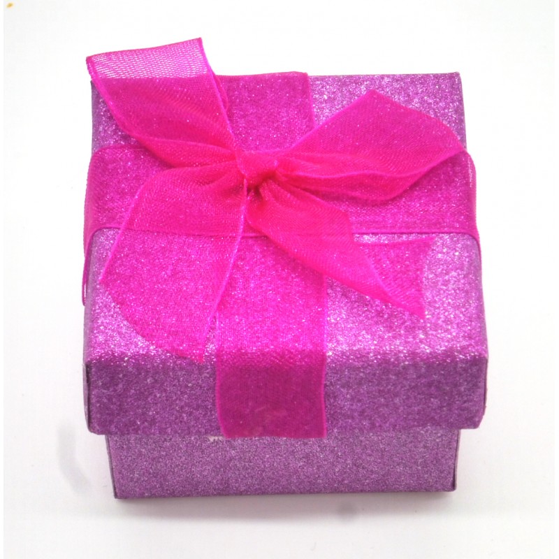 Caixa brilho rosa 5x5cm. (12 unid)