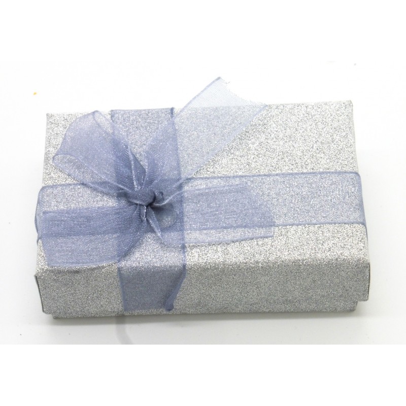 Caixa brilho prateada 5x8cm. (12 unid)