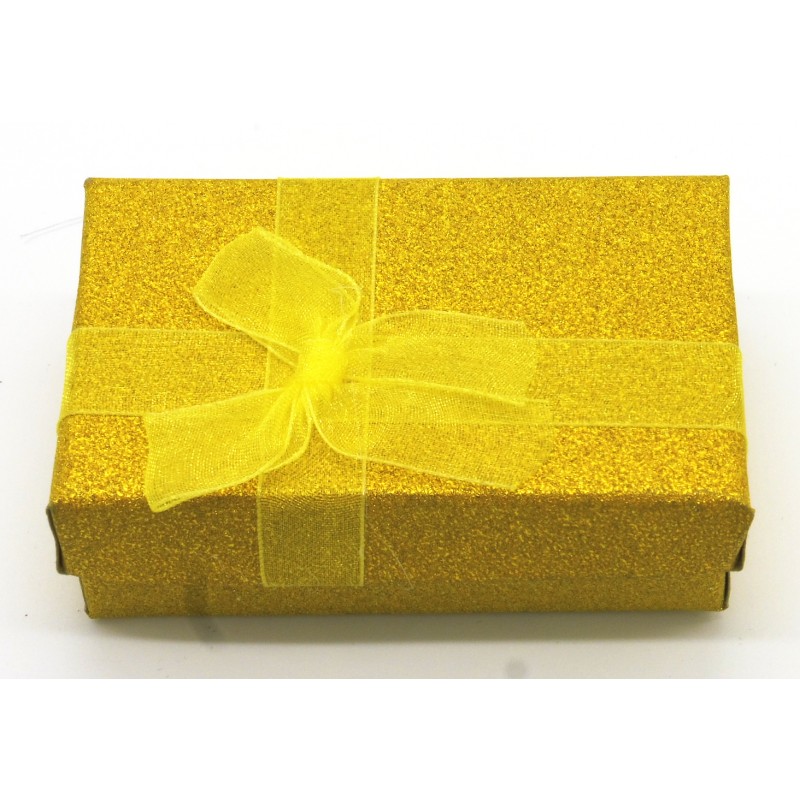 Caixa brilho dourada 5x8cm. (12 unid)